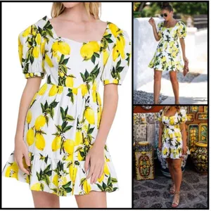 Lemon Puff Sleeve Mini Dress thumbnail 6