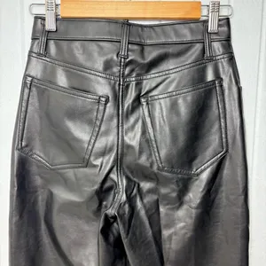 Abercrombie‎ & Fitch 90's Straight Ultra High Rise Faux Leather Black Pants 26 thumbnail 3
