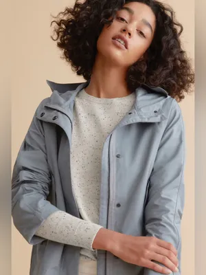 Everlane Cropped City Anorak Rain Coat Jacket Hooded in Blue-Gray Sz S thumbnail 2