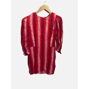 Something Navy Mini Dress Womens M Red Pink Striped Puff Sleeve‎ Crew Neck Party thumbnail 2