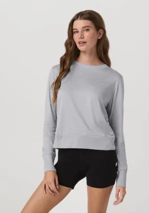 Vuori Daydream Crew in Light heather Gray Top loungewear activewear yoga Pilates thumbnail 1