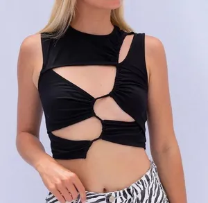 black cut out crop top tank Size M thumbnail 1