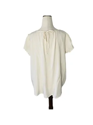 LC LAUREN CONRAD Beige Eyelet Sleeve Blouse thumbnail 4