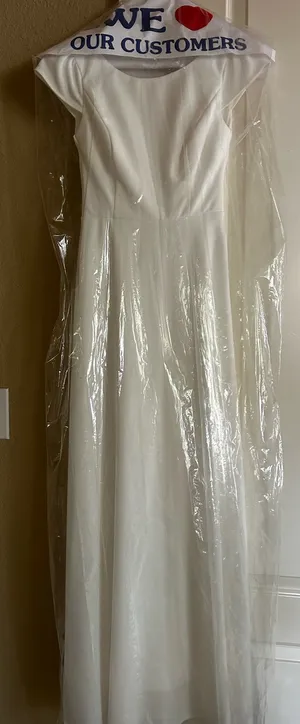 Lulus White Cap Sleeve Wedding Dress with Low Back thumbnail 4