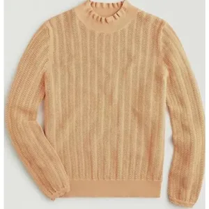 J. Crew Pointelle Ruffle Mockneck Sweater Sz. S thumbnail 1