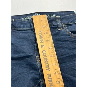 American Eagle Outfitters Super Stretch Raw Hem Shorts Women 12 Dark Wash thumbnail 10