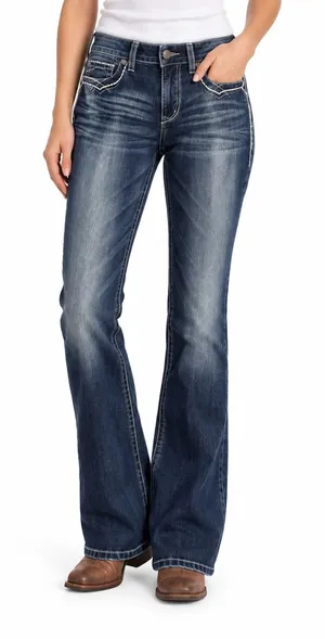 Ariat REAL Women’s Bootcut Jeans Size 29S Dark Wash Stretch Denim Western Flare thumbnail 1