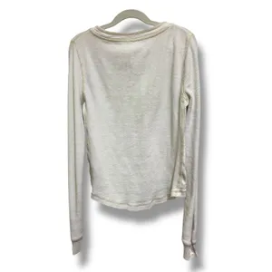 Free People Off White Textured Long Sleeve Henley Snap Button Top Womens XS‎ thumbnail 2