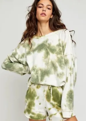 FREE PEOPLE Kelly Tie Dye shorts sweatshirt thumbnail 1