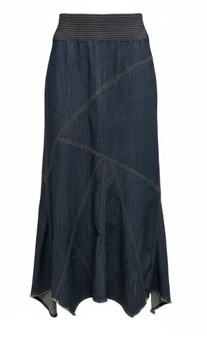 Vintage Y2K Urban Outfitters Denim Maxi Skirt S Asymmetrical Raw Hem Boho thumbnail 1