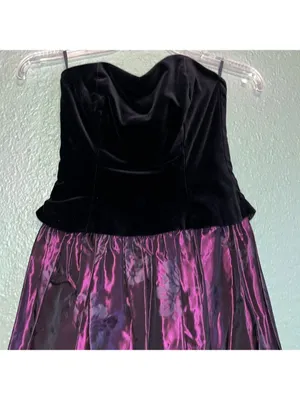 Vintage Semi Formal Laura Ashley 90s 80s Velvet Strapless Ball Gown thumbnail 4