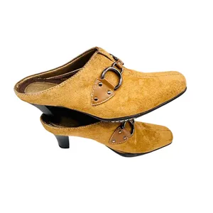 Aerosoles Monty Vintage Camel Y2K Boho suede mules slides heels shoes sz 6.5 thumbnail 2