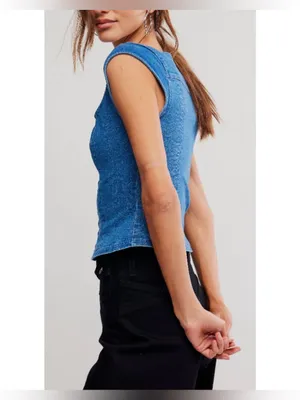NWT Free People Marilyn Denim Corset - skylight light denim - medium thumbnail 8