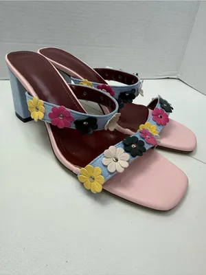 Womens Blue Floral Block Heel Sandals size 40- Unbranded thumbnail 10