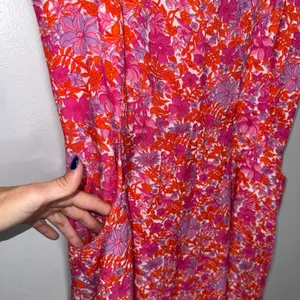 Tuckernuck Floral Mini Dress Womens Pink Orange Linen Pocket Sundress Excellent thumbnail 4