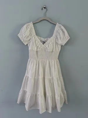 NWT Princess Polly Daniela White Tiered‎ Puff Sleeve Mini Dress thumbnail 4