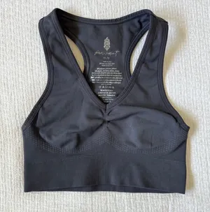 NWOT Free People FP Movement Sports Bra XS Gray Racerback Ribbed Bralette thumbnail 1