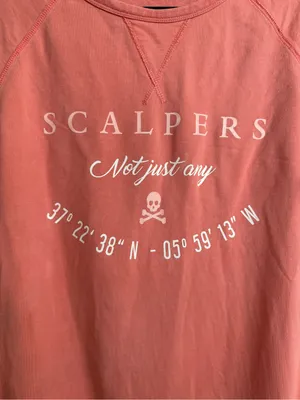 Scalpers Coral Washed Graphic Crewneck Sweatshirt 100% Cotton Size L thumbnail 4