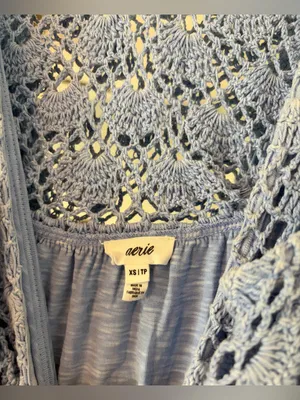 Aerie Crochet dress Maxi Ocean Sky Size XS Extra Small beach boho summer thumbnail 4