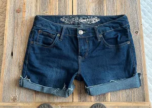 Express Jean shorts size 0 Low Rise Cut off Cuffed Denim Blue Womens Summer thumbnail 1