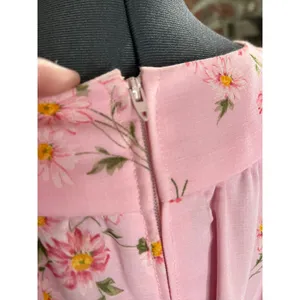 formal dress prom maxi pink floral sheer sleeves pink orange 1970s thumbnail 10
