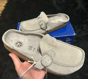 Birkenstock Buckley gray suede clogs mules slip on shoes new thumbnail 1