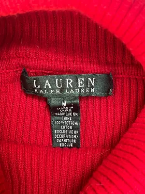 Lauren Ralph Lauren Red Ribbed Turtleneck Sweater embroidery logo preppy classic thumbnail 3