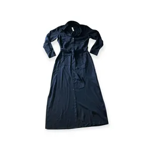 Madewell Womens Navy Blue Utility Tie-Waist Maxi Shirtdress thumbnail 4