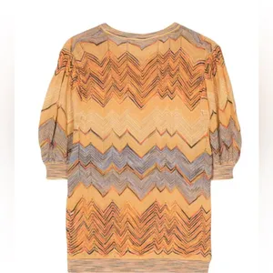 Ulla Johnson Priscilla Chevron Puff Sleeve Knit short sleeve yellow blue zigzag thumbnail 6