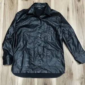 Cider Faux Leather Black Button Up Jacket Women’s Small thumbnail 1