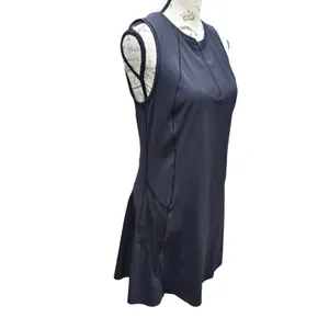 Athleta Match Point Tennis Dress Black Mesh Racerback Quarter Zip‎ Pockets M thumbnail 4