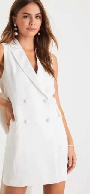 LULUS Bridal Bachelorette Engagement Bridal Shower Sexy Blazer Bow Mini Dress thumbnail 1