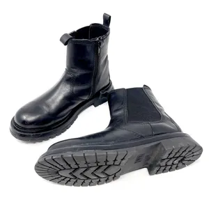 Zara Chelsea Black Leather Inside Zip Platform Lug Sole Ankle Boots EU 36 (US 6) thumbnail 1
