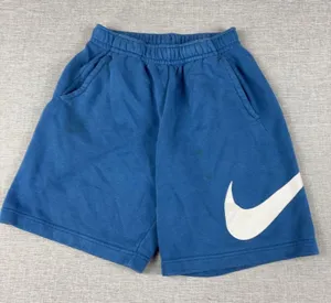 Nike Shorts Youth 12-14 Blue Fleece Sweat Elastic Waist Swoosh Logo Gym Athletic thumbnail 1