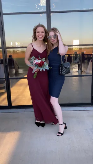 Azazie Bridesmaid Dress Janine Cabernet thumbnail 1