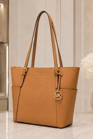 Michael Kors East West Large Pink Crossgrain Leather Tote NWT thumbnail 1