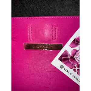 Vince Camuto Ciao Fuchsia Pink Tote Bag Large Faux Leather Floral Pom Pom‎ NWT thumbnail 6