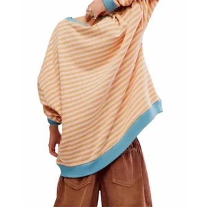 NWOT Free People We The Free Women’s Classic Striped Crew Latte Combo Sz L thumbnail 2