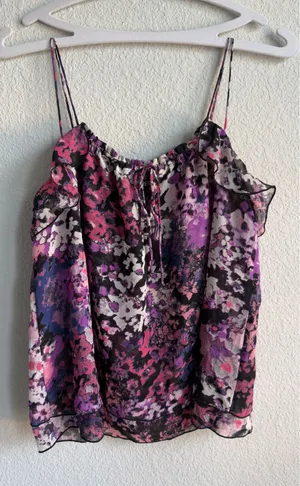 Express Abstract Floral Ruffle Cami XS thumbnail 1