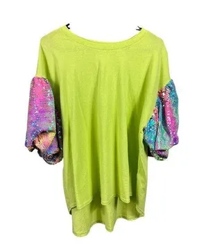 Fantastic Fawn Women's Lime Green & Colorful Sleeves thumbnail 1