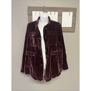 Loft Women’s Velvet Gorgeous Red Button Down Jacket Long Sleeve Pockets Small thumbnail 7