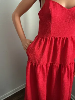 Chelsea28 Red Textured Tiered Midi Dress Size S thumbnail 11