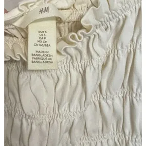 H&M Ivory Puff Sleeve‎ Smocked Cotton Midi Dress Sz S Milkmaid Cottagecore Romantic thumbnail 4