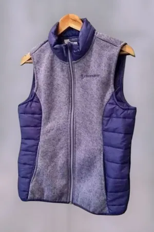 Free Country Women's Fleece Quilted Hybrid Vest Grey Purple Large thumbnail 1
