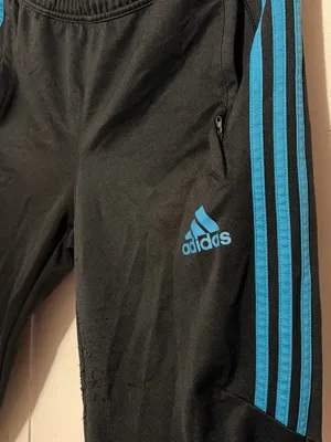 adidas Black Joggers with Teal Three-Stripes thumbnail 2