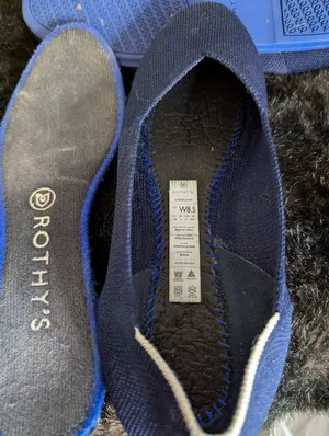 Rothy's Navy Blue The Round Toe Retired White Halo Ballet Flats EUC Size 8.5 thumbnail 4