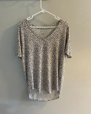 American Eagle Soft & Sexy V Neck Short Sleeve Cheetah Tee thumbnail 1