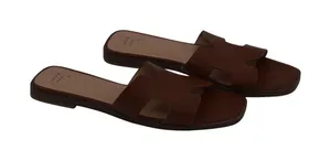 A New Day Womens Brown Faux Leather Cutout Slide Sandals Size 9.5 Open‎ Toe thumbnail 1