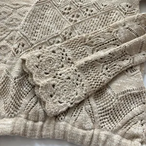 Anthropologie Cardigan Womens XXS Beige‎ Cottagecore Peasant Prairie Dainty thumbnail 4