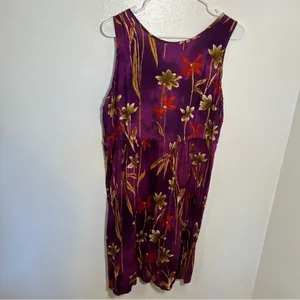 Vintage Caribou Women's Size Medium Sleeveless Dress Purple Tropical Floral 6203 thumbnail 7
